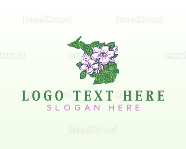 Michigan Apple Blossom Flower Logo