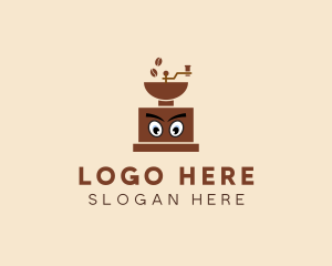 Latte - Coffee Grinder Cartoon logo design