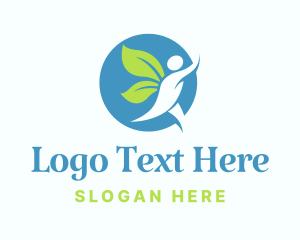 Organic - Wellness Human Leaf Wings logo design