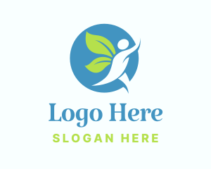 Wellness Human Leaf Wings Logo