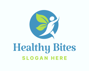 Wellness Human Leaf Wings logo design