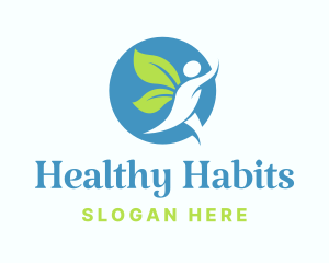 Wellness Human Leaf Wings logo design