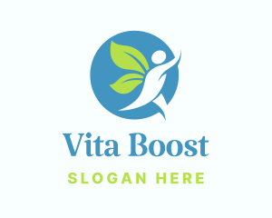 Vitamins - Wellness Human Leaf Wings logo design