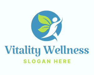 Wellness Human Leaf Wings logo design