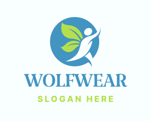 Organic - Wellness Human Leaf Wings logo design