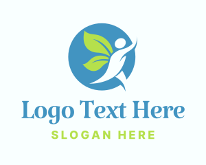 Wellness Human Leaf Wings logo design