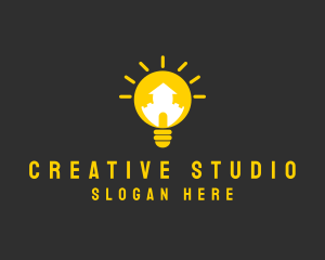 Creative Lightbulb House logo design