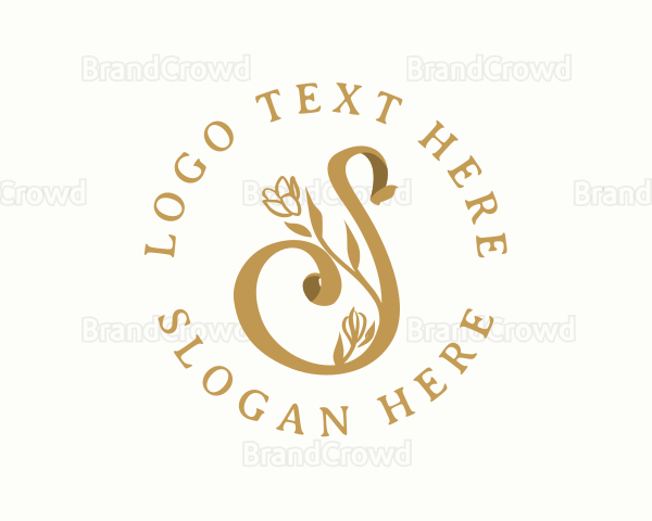 Floral Gold Letter S Logo