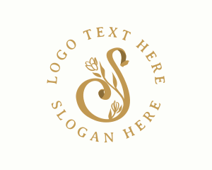 Script - Floral Gold Letter S logo design