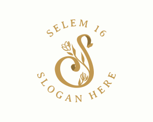 Floral Gold Letter S logo design