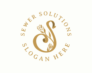 Floral Gold Letter S logo design