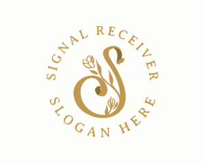 Floral Gold Letter S logo design