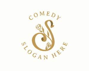 High End - Floral Gold Letter S logo design