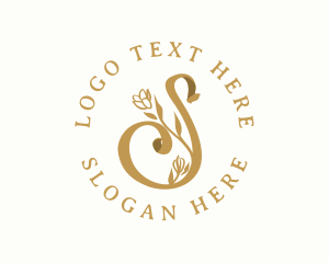 Floral Gold Letter S Logo