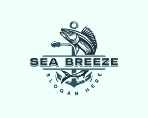 Fish Anchor Fisherman logo design