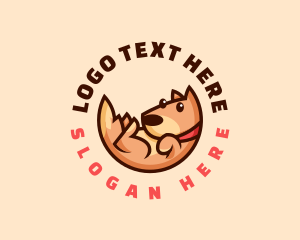 Orange Wolf - Cute Dog Puppy logo design