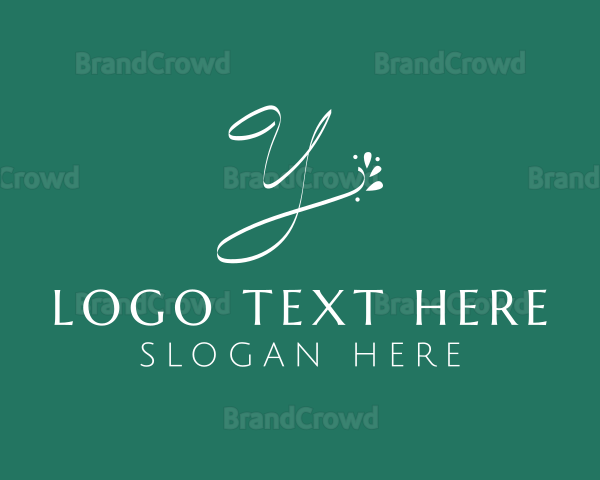 Green Floral Letter Y Logo