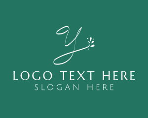 Floral - Green Floral Letter Y logo design