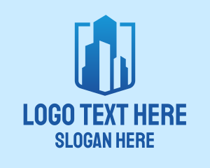 Golden  Crown - Blue High Rise Building logo design