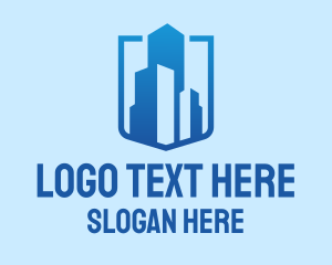 Skyscraper - Blue High Rise Building logo design