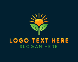 Sustainable - Solar Sun Leaf logo design