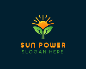 Solar Sun Leaf logo design