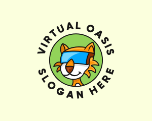 Cat Virtual Reality Goggles logo design