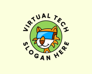 Cat Virtual Reality Goggles logo design