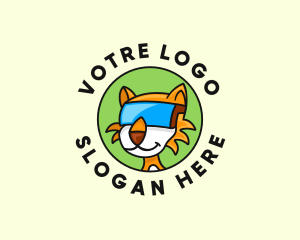 Streamer - Cat Virtual Reality Goggles logo design