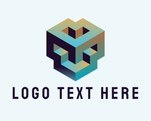 3d - Abstract 3D Geometric Shape logo design