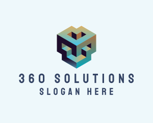 Geometric 3D Block logo design