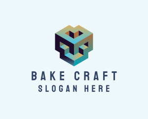 Geometric 3D Block logo design