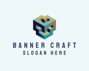 Geometric 3D Block logo design