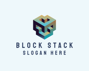 Geometric 3D Block logo design