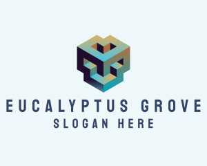 Geometric 3D Block logo design