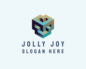 Geometric 3D Block logo design