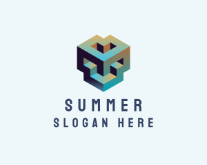 Geometric 3D Block logo design