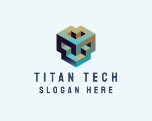 Geometric 3D Block logo design