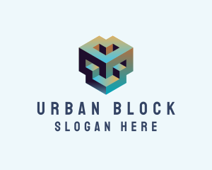 Block - Geometric 3D Block logo design