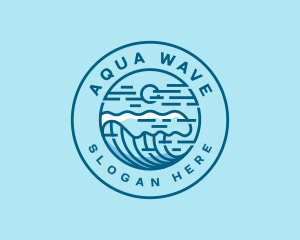 Wave Surfing Beach logo design