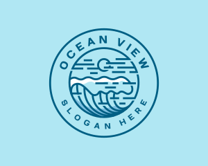 Wave Surfing Beach logo design