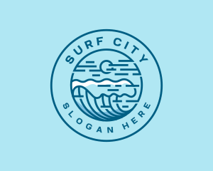 Wave Surfing Beach logo design