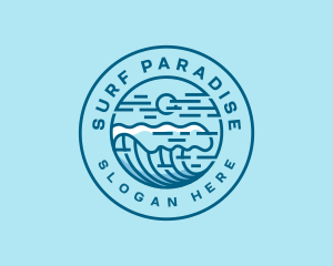 Wave Surfing Beach logo design
