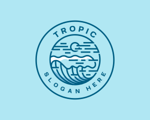 Wave Surfing Beach logo design