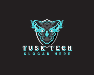 Tusk - Rhino Fire Eyes logo design