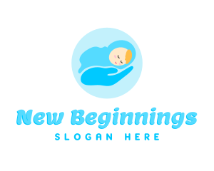 Birth - Blue Newborn Hand logo design