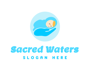 Baptism - Blue Newborn Hand logo design