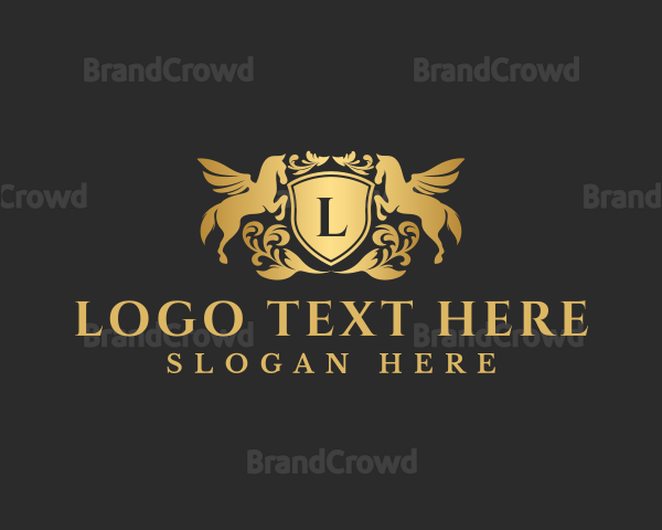 Premium Ornate Pegasus Shield Logo