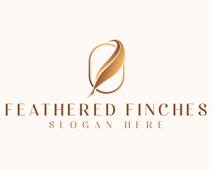 Feather Writing Pen logo design