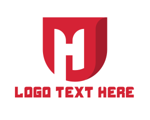Text - Red Shield Letter H logo design